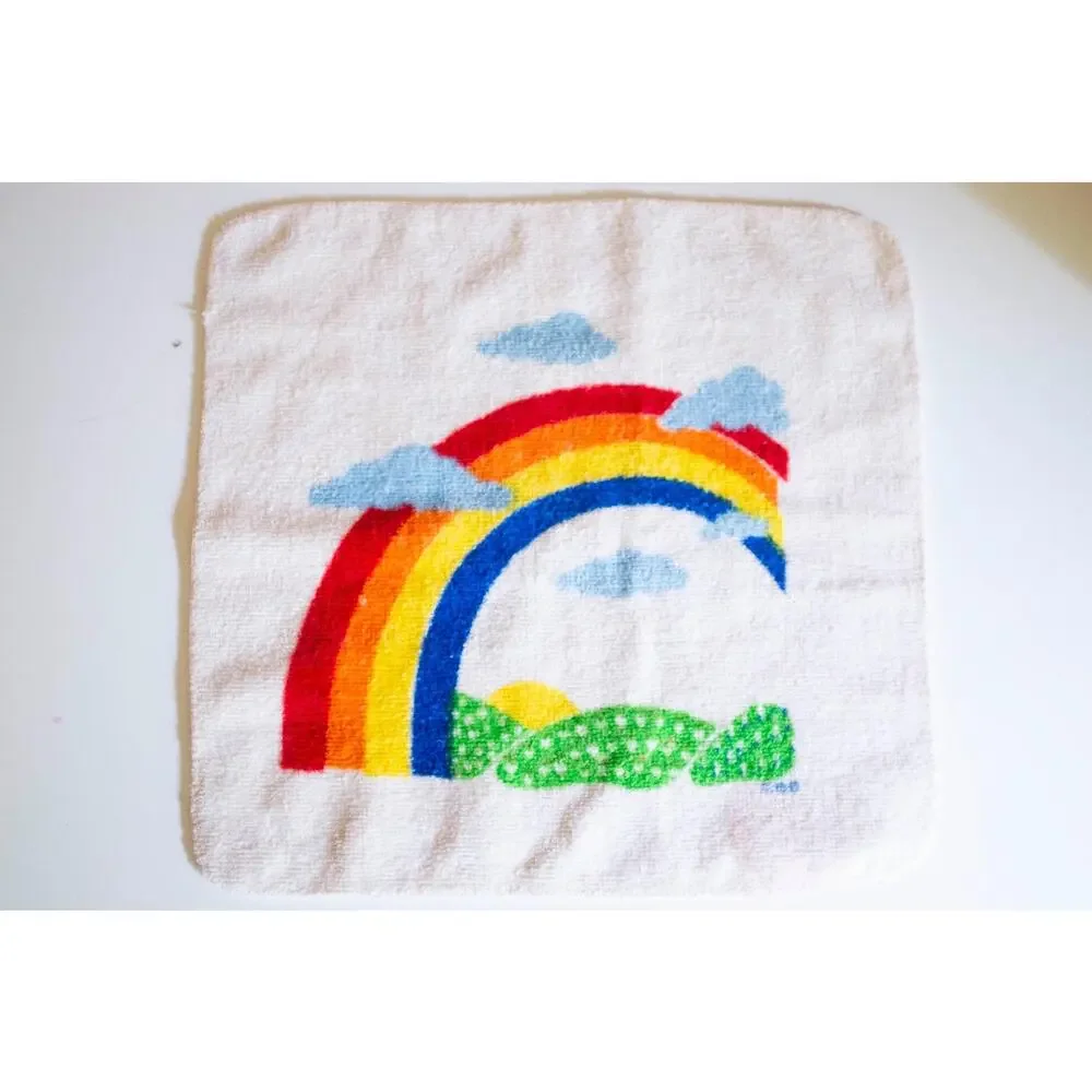 Vintage rainbow & clouds washcloth 100 percent cotton by Cannon